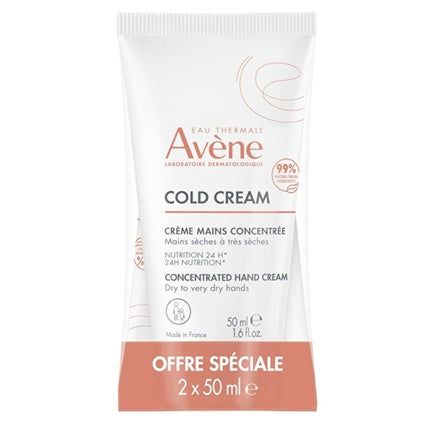 Avène Cold Cream Hand Cream Set for Dry to Very Dry Skin 2 x 50ml Nourishing Hand Care Duo