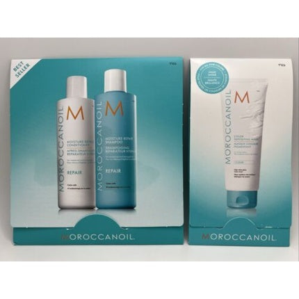 Moroccanoil Moisture Repair Sample Set with Shampoo, Conditioner & Color Depositing Mask
