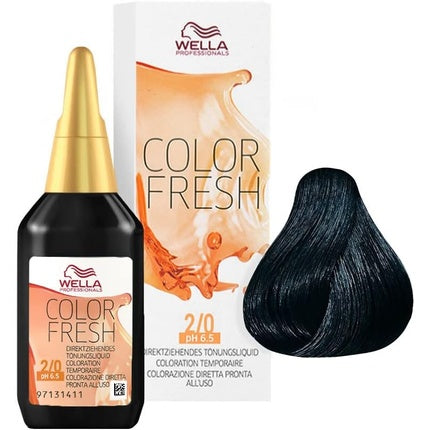 Wella Colour Fresh Semi-Permanent Hair Colour 2/0 Black, 75ml Professional Hair Colour