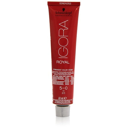 Schwarzkopf Igora Royal 5-0 Light Brown Natural Permanent Hair Color Cream, 60ml – Professional Hair Colour for Natural Light Brown Coverage