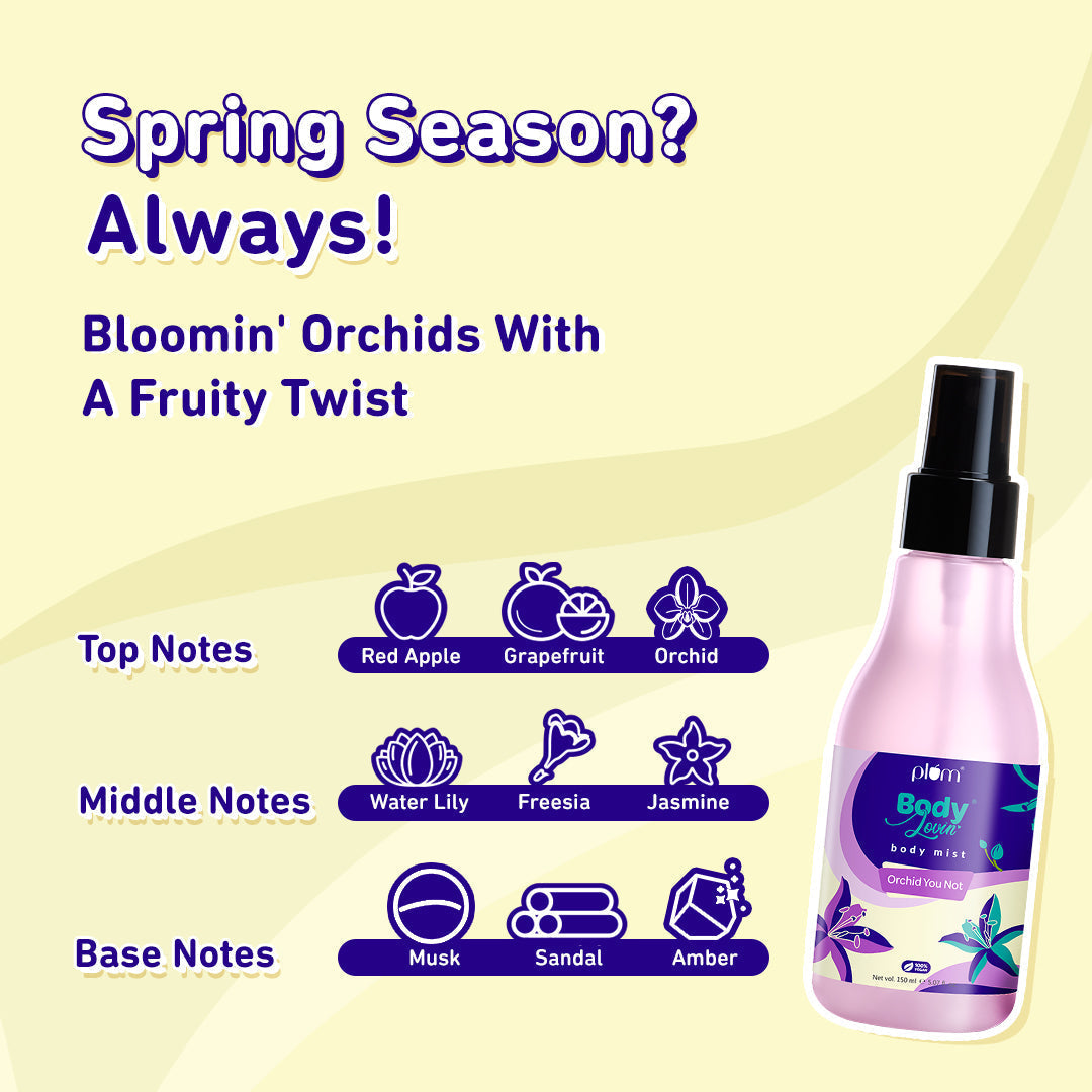 Plum Orchid-You-Not Body Mist by Plum BodyLovin' | Long Lasting | Travel-Friendly | Fresh Floral Fragrance | Perfume Body Spray, 150ml Buy at Indicrest Image 5