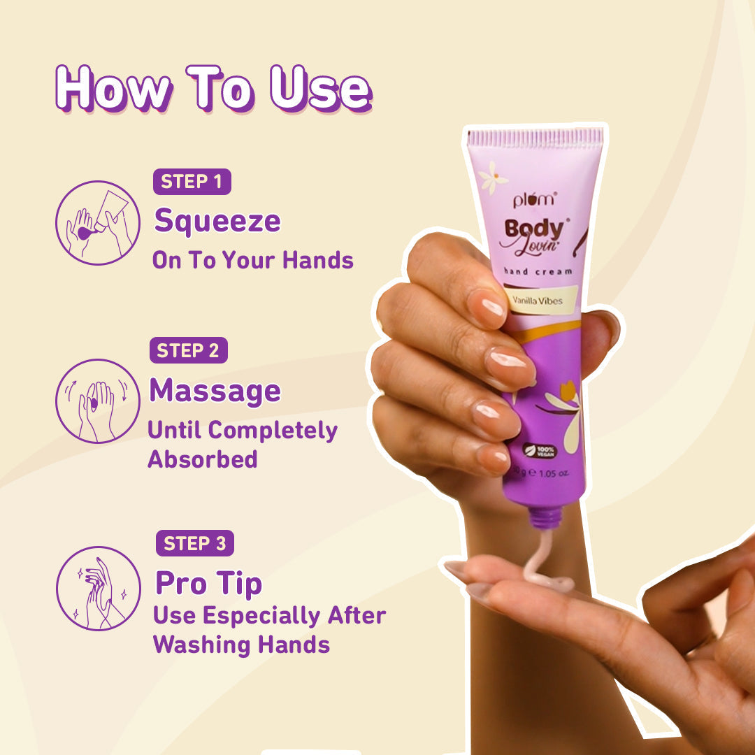 Plum Vanilla Vibes Hand Cream by Plum Body Lovin' | Ultra Moisturizing With Shea Butter | Irresistible, Warm Vanilla Fragrance | Non-Greasy & Lightweight, 30g Buy at Indicrest Image 5