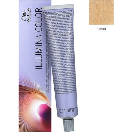 Wella Professionals Illumina Color 10/38 Lightest Gold Pearl Blonde Permanent Hair Colour, 60ml | Professional Luminous Hair Colour