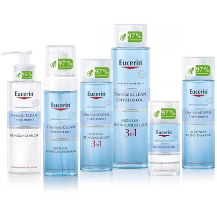 Eucerin DermatoCLEAN Hyaluron 3 in 1 Micellar Cleansing Fluid, 400ml - Gentle Micellar Water Cleanser & Makeup Remover for Sensitive Skin
