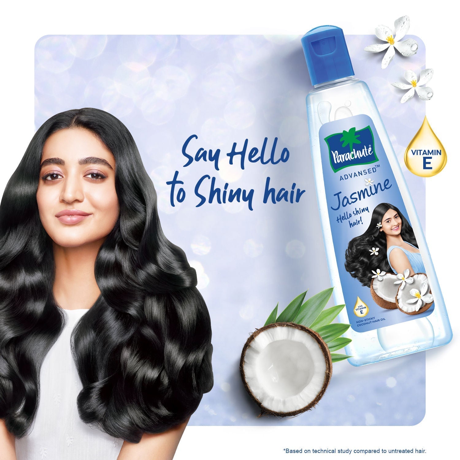 Parachute Advansed Jasmine Coconut Hair Oil, Vitamin E for Healthy Shiny Hair, Non-sticky, 190ml Buy at Indicrest Image 3