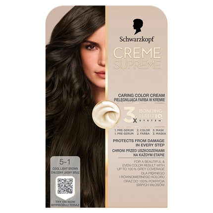 Schwarzkopf Creme Supreme Hair Color Shade 5-1 Brown Permanent Hair Colour Kit