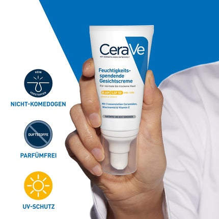 CeraVe Facial Moisturiser SPF 50 for Dry Skin Hydrating Daily Sunscreen Face Cream