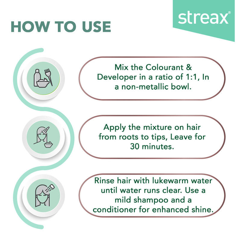 Streax Cream Hair Colour With 100% Grey Coverage & No Ammonia - 5.4 Walnut Brown, 35g+25ml Buy at Indicrest Image 7