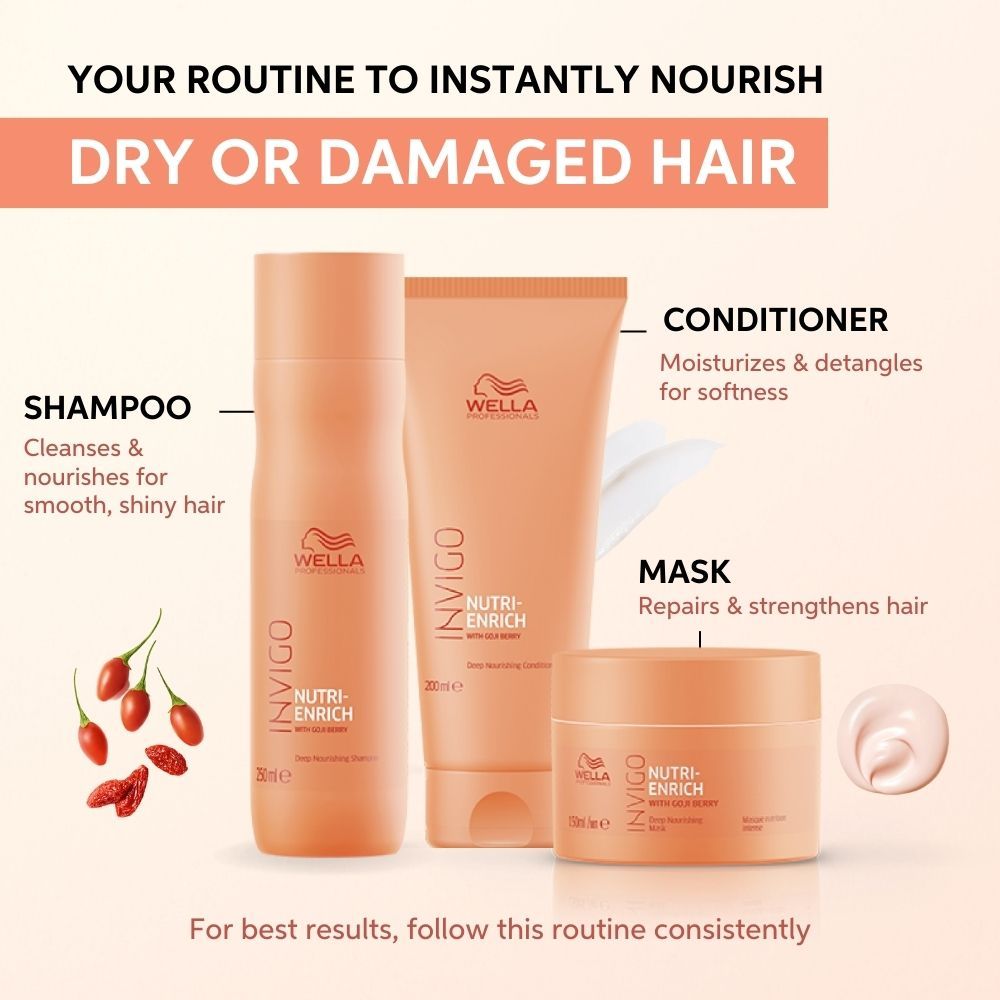 Wella Professionals Invigo Nutri Enrich Shampoo For Dry, Frizzy & Damaged Hair With Goji Berry, 250ml Buy at Indicrest Image 8