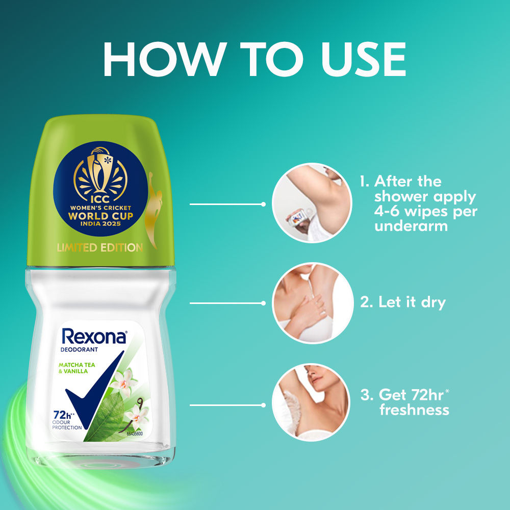 Rexona Antiperspirant Roll-On, Matcha Tea & Vanilla (Pack of 3), 3 pieces Buy at Indicrest Image 8