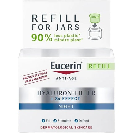 Eucerin Hyaluron-Filler Anti-Age Night Cream Refill, 50ml | Overnight Hydrating Face Cream Refill for Fine Lines & Wrinkles