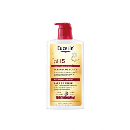 Eucerin pH5 Skin Protection Shower Oil for Very Dry & Sensitive Skin, 1000ml | Gentle Nourishing Body Cleanser