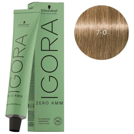 Schwarzkopf Professional IGORA ZERO AMM 7-0 Medium Blonde Natural Permanent Hair Color, 60ml