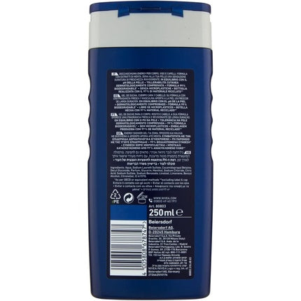 Nivea Men Energy Shower Shampoo, 250ml | 3-in-1 Body, Face & Hair Cleanser
