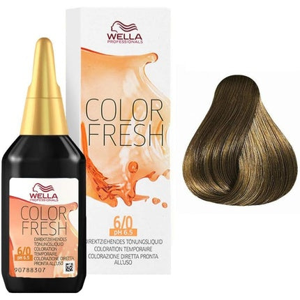 Wella Professionals Color Fresh 6/0 Dark Blonde Semi-Permanent Hair Color, 75ml Ammonia-Free Hair Colour