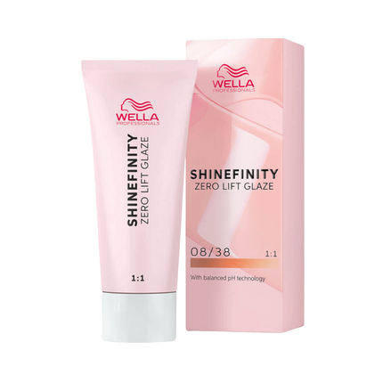Wella Professionals Shinefinity Zero Lift Glaze 08/38 Honey Latte, 60ml | Demi-Permanent Hair Glaze