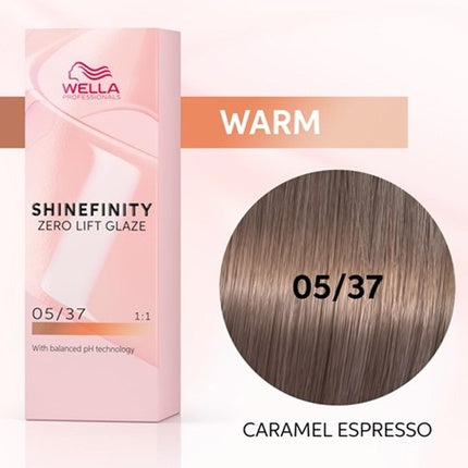Wella Professionals Shinefinity Zero Lift Glaze Hair Color 05/37 Caramel Espresso, 60ml