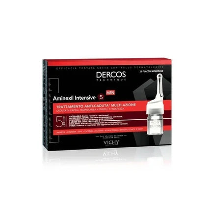 Vichy Dercos Aminexil Clinical 5 Multi-Purpose Anti-Hair Loss Treatment for Men, 21 x 6ml