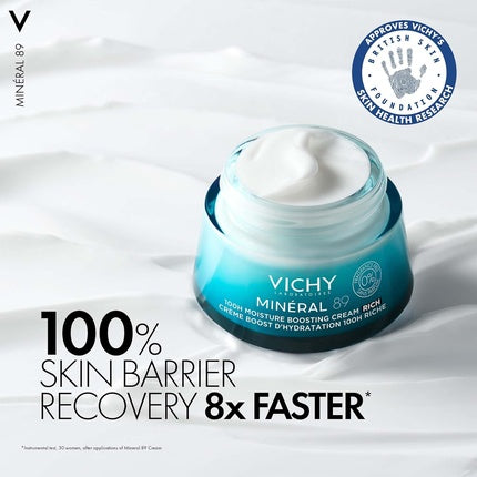 Vichy Minéral 89 100H Moisture Boosting Rich Cream with Hyaluronic Acid for Dry Skin
