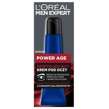 L'Oréal Paris Men Expert Power Age Revitalizing Eye Cream, 15ml Anti-Ageing Eye Care with Hyaluronic Acid