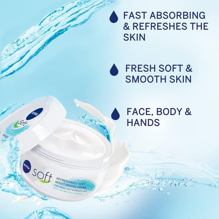 Nivea Soft Moisturising Cream, 500ml | Lightweight Face, Hand & Body Moisturiser with Jojoba Oil & Vitamin E