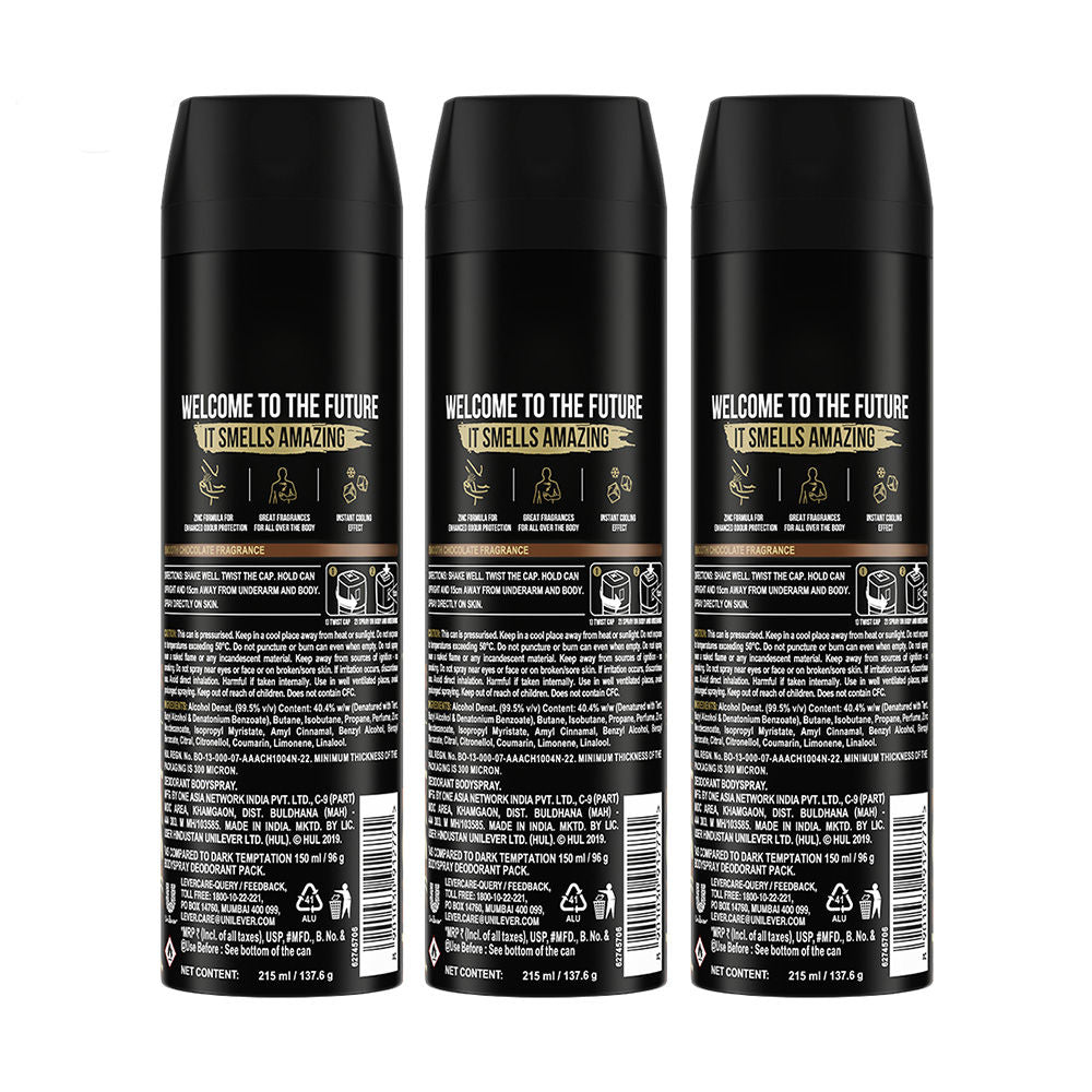 Axe Dark Temptation Long Lasting Deodorant Body Spray Combo - 215ml x 3 units Buy at Indicrest Image 3
