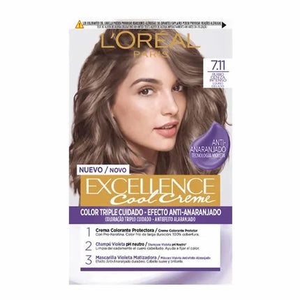 L'Oréal Paris Excellence Cool Crème 7.11 Cool Blonde Permanent Hair Colour, 192ml
