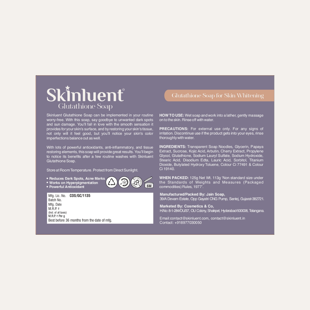 Skinluent Glutathione Face & Body Soap Bar, 125g Buy at Indicrest Image 7