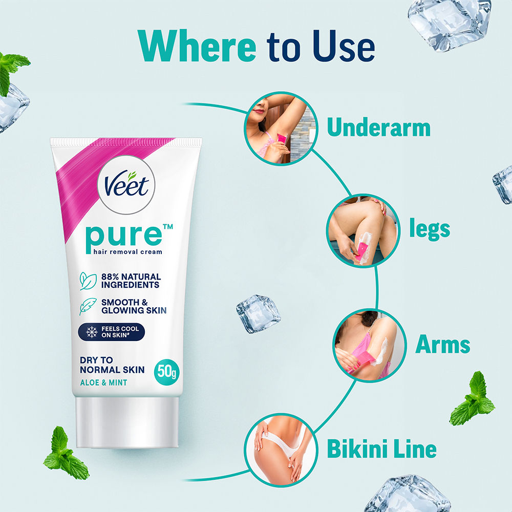 Veet Pure Hair Removal Cream For Women For Dry To Normal Skin, 50g Buy at Indicrest Image 15