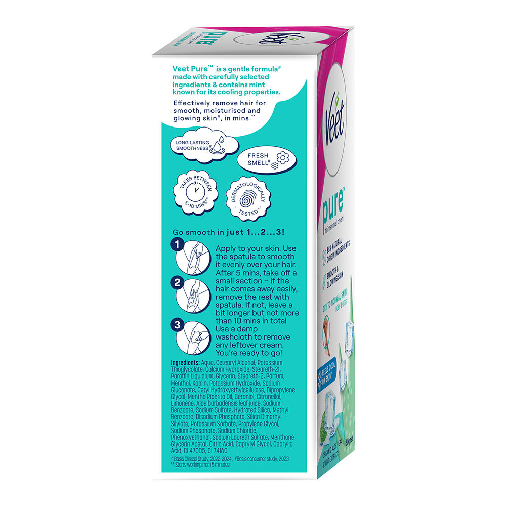 Veet Pure Hair Removal Cream For Women For Dry To Normal Skin, 50g Buy at Indicrest Image 6
