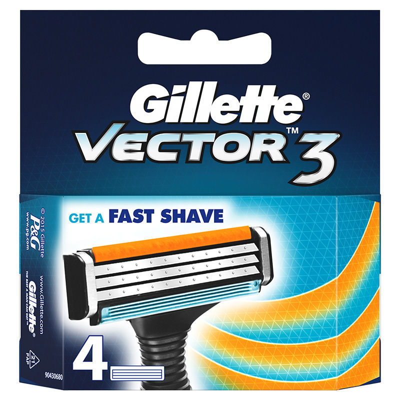 Gillette Vector 3 Manual Shaving Razor Blades for men (Pack of 4 cartridges), 4 Pack Buy at Indicrest Image 2