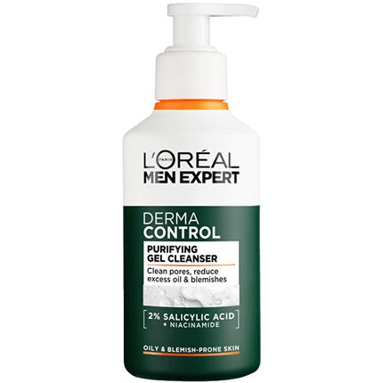 L'Oréal Paris Men Expert Derma Control Purifying Gel Cleanser, 260ml Face Cleanser for Oily & Blemish-Prone Skin