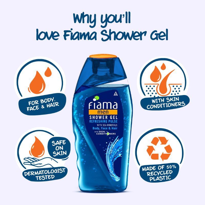Fiama Men Shower Gel Refreshing Pulse, Body Wash for Fresh Looking Skin with Sea Minerals, 250ml Buy at Indicrest Image 6