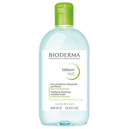Bioderma Sébium H2O Micellar Water, 500ml Purifying Cleansing Solution for Combination & Oily Skin