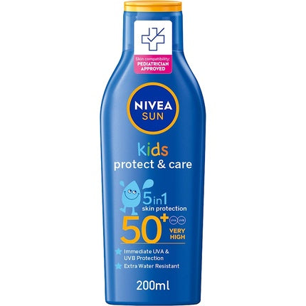 Nivea SUN Kids Protect & Care SPF 50+ Sun Lotion, 200ml - High Protection Sunscreen for Children's Delicate Skin