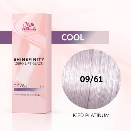 Wella Professionals Shinefinity 09/61 Iced Platinum Very Light Ash Violet Blonde Semi-Permanent Hair Color, 60ml