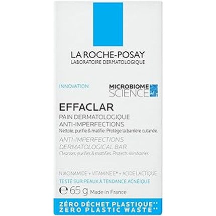 La Roche-Posay Effaclar Solid Cleanser Anti-Imperfections & Purifying Bar, 65g for Acne-Prone Skin