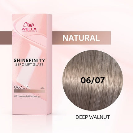 Wella Professionals Shinefinity 06/07 Deep Walnut Natural Dark Blonde Sand Demi-Permanent Hair Color, 60ml