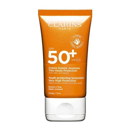 Clarins Youth Protection Sunscreen Cream SPF 50, 50ml | High Protection Face Sunscreen for Daily UV Defense