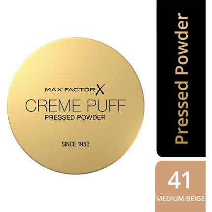 Max Factor Crème Puff Pressed Powder Medium Beige, 14g | Compact Face Powder with Matte Finish