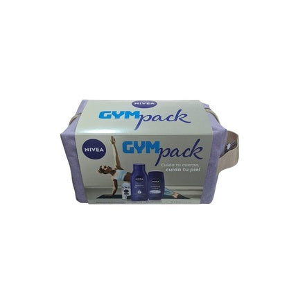Nivea Moisturizing Body Lotion Gym Pack for Dry Skin Set with Body Lotion, 400ml, Shower Gel, 250ml & Black & White Invisible Fresh Roll-On Deodorant, 50ml