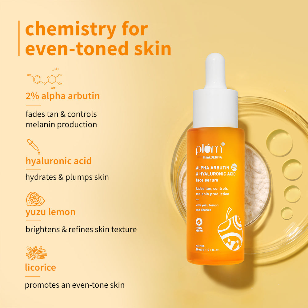 Plum 2% Alpha Arbutin & Hyaluronic Acid Tan Fading Face Serum | Reduces Tan In 14 Days |Suitable For Sensitive Skin | Dermat-Tested, 30ml Buy at Indicrest Image 4