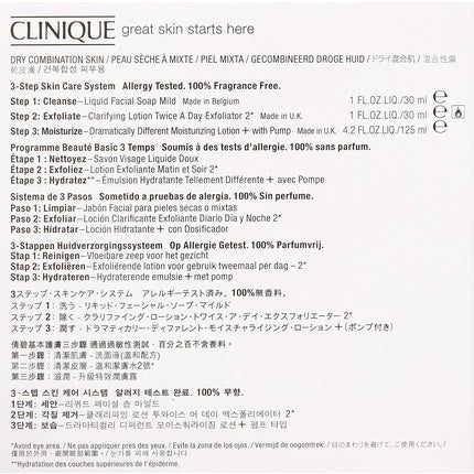Clinique Great Skin Start Here Set - Liquid Facial Soap, 30ml + Clarifying Lotion, 30ml + Dramatically Different Moisturizing Lotion, 125ml Skincare Gift Set