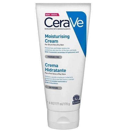 CeraVe Moisturizing Cream, 177ml – Hydrating Face & Body Cream for Dry to Very Dry Skin with Ceramides & Hyaluronic Acid