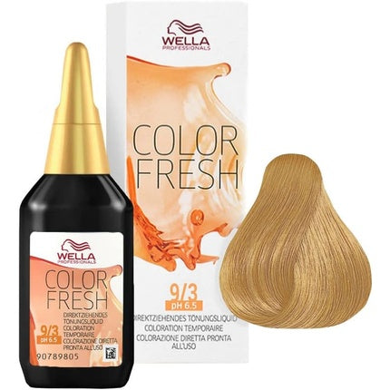Wella Color Fresh 9/3 Very Light Golden Blonde Semi-Permanent Hair Colour, 75ml Ammonia-Free