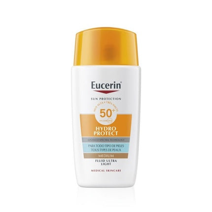 Eucerin Sun Face Hydro Protect Fluid SPF 50+ Medium, 50ml Tinted Facial Sunscreen for Daily UV Protection