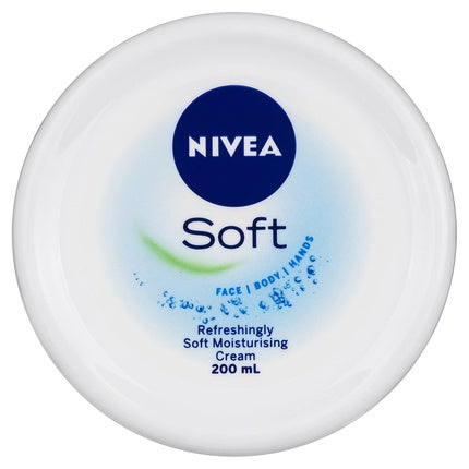Nivea Soft Moisturizing Cream, 200ml Lightweight All-Purpose Face, Hand & Body Moisturiser with Jojoba Oil & Vitamin E