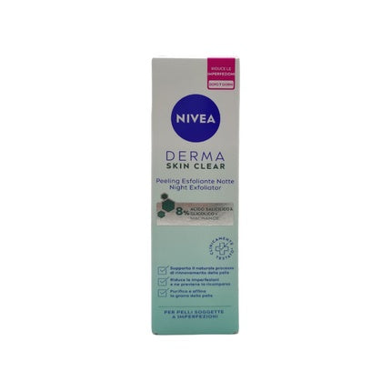 Nivea Derma Skin Clear Night Exfoliator, 40ml Overnight Exfoliating Face Cream for Blemish-Prone Skin