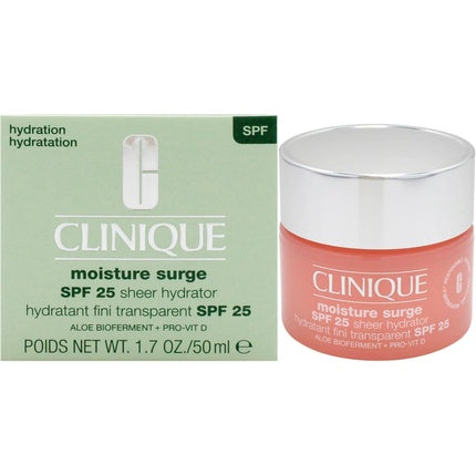 Clinique Moisture Surge Sheer Hydrator SPF 25, 50ml (1.7oz) - Tinted Hydrating Moisturizer with Broad Spectrum SPF 25