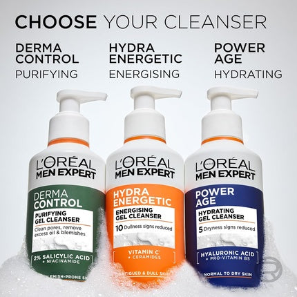 L'Oreal Men Expert Power Age Hydrating Gel Cleanser Anti-Tightness Face Wash for Men